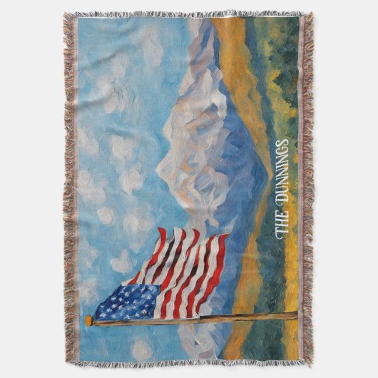 Impressionistische amerikanische Flagge und Gebirg Decke (Vorderseite Vertikal)