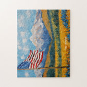 Impressionistische amerikanische Flagge und Gebirg Puzzle (Vertikal)