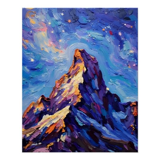 Impressionistische Berglandschaft in Öl Poster (Vorderseite)