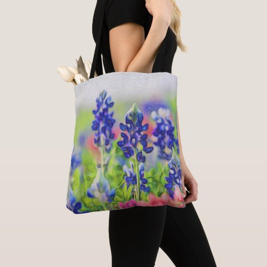 Impressionistische Bluebonnets Tasche (Von Nahem)