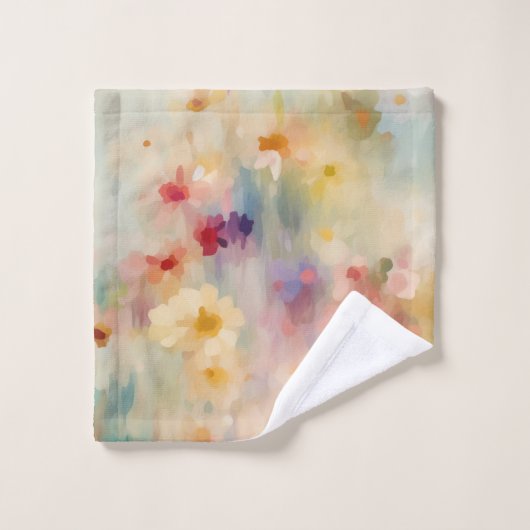 Impressionistische Blume Meadow Badhandtuch Set (Waschlappen)