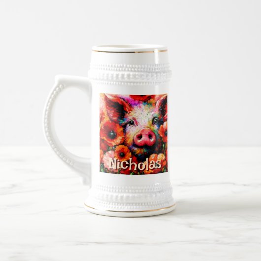 Impressionistische Blume von Rotem Mohn aus Schwei Bierglas (Links)