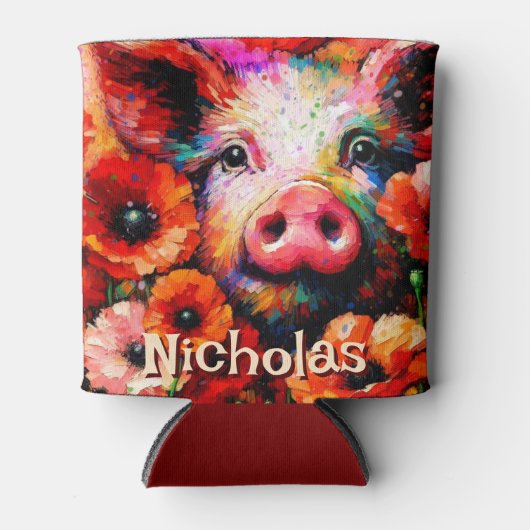 Impressionistische Blume von Rotem Mohn aus Schwei Dosenkühler (Vorderseite)