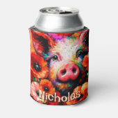 Impressionistische Blume von Rotem Mohn aus Schwei Dosenkühler (Kanne Rückseite)