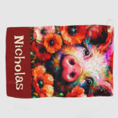 Impressionistische Blume von Rotem Mohn aus Schwei Golfhandtuch (Horizontal)