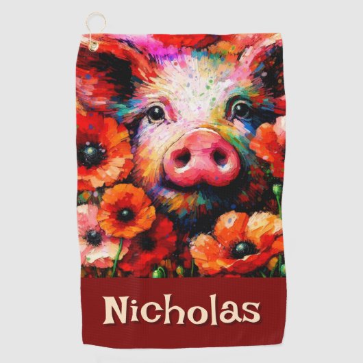 Impressionistische Blume von Rotem Mohn aus Schwei Golfhandtuch (Vorderseite)