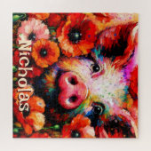 Impressionistische Blume von Rotem Mohn aus Schwei Puzzle (Horizontal)