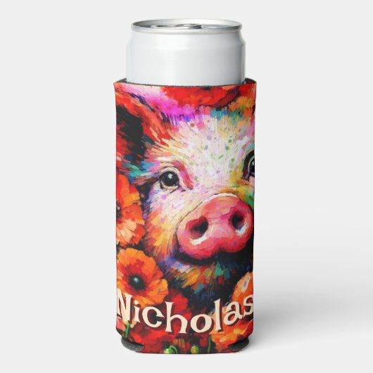 Impressionistische Blume von Rotem Mohn aus Schwei Selters Dosenkühler (Seltzer Rückseite)