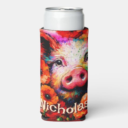 Impressionistische Blume von Rotem Mohn aus Schwei Selters Dosenkühler (Seltzer Vorderseite)