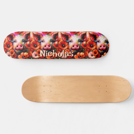 Impressionistische Blume von Rotem Mohn aus Schwei Skateboard (Horizontal)