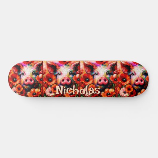 Impressionistische Blume von Rotem Mohn aus Schwei Skateboard (Horizontal)