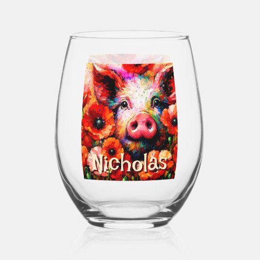 Impressionistische Blume von Rotem Mohn aus Schwei Weinglas Ohne Stiel (Vorderseite)