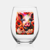 Impressionistische Blume von Rotem Mohn aus Schwei Weinglas Ohne Stiel (Rückseite)