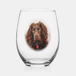 Impressionistische Boykin Spaniel-Malerei Weinglas Ohne Stiel