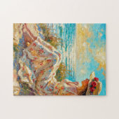 Impressionistische Dame am Strand Ölmalerei – Somm Puzzle (Horizontal)