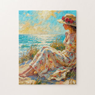 Impressionistische Dame am Strand Ölmalerei – Somm Puzzle