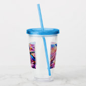 Impressionistische Dragonfly On Pink Daisis Floral Acryltrinkbecher (Links)