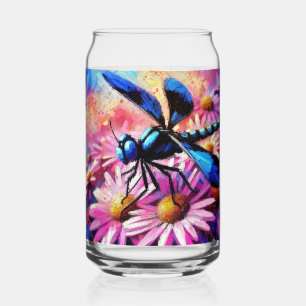Impressionistische Dragonfly On Pink Daisis Floral Dosenglas
