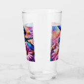 Impressionistische Dragonfly On Pink Daisis Floral Glas (Links)