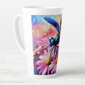 Impressionistische Dragonfly On Pink Daisis Floral Milchtasse (Linke Ecke)