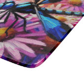 Impressionistische Dragonfly On Pink Daisis Floral Schneidebrett (Ecke)