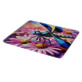 Impressionistische Dragonfly On Pink Daisis Floral Schneidebrett (Ecke)