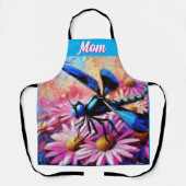 Impressionistische Dragonfly On Pink Daisis Floral Schürze (Vorderseite)