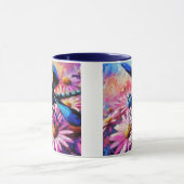 Impressionistische Dragonfly On Pink Daisis Floral Tasse (Zentrum)