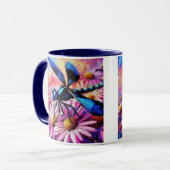 Impressionistische Dragonfly On Pink Daisis Floral Tasse (Vorderseite Links)