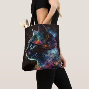 IMPRESSIONISTISCHE DUNKLE GALAXIEKATZE MIT STERNEN TASCHE