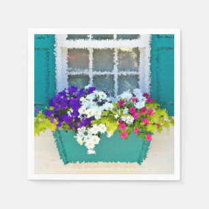 Impressionistische Fenster Blume Box Paper Napkin Serviette