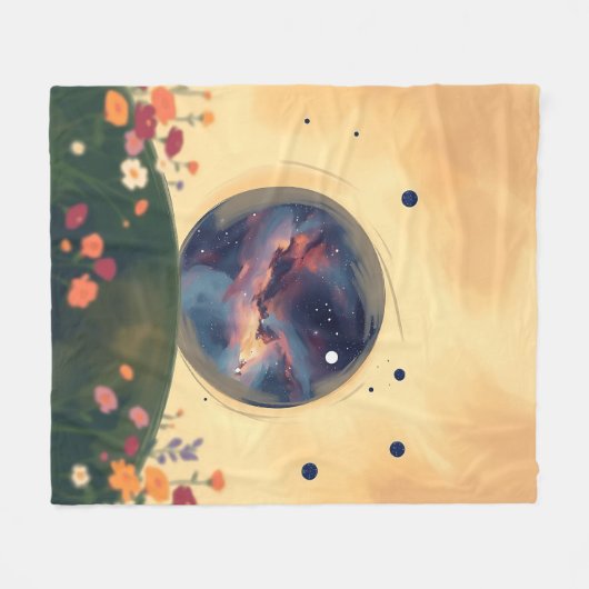 Impressionistische Galaxie mit blühendem Garten Fleecedecke (Vorderseite (Horizontal))
