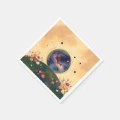 Impressionistische Galaxie mit blühendem Garten Serviette (Ecke)