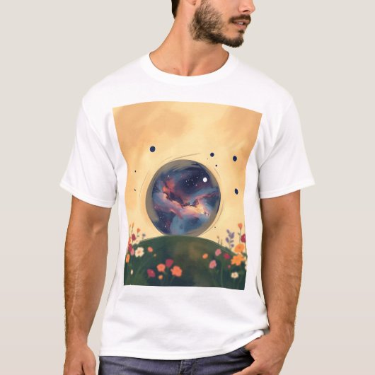 Impressionistische Galaxie mit blühendem Garten T-Shirt (Vorderseite)