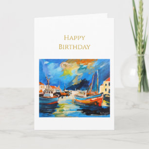 Impressionistische Hafen-Happy-Birthday-Karte Karte