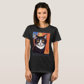 Impressionistische Katze schreiend Impressionismus T-Shirt (Vorne ganz)