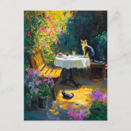 Impressionistische Katzen im Garten Postkarte