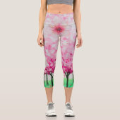 Impressionistische Kirschblüten Capri Leggings (Vorderseite)
