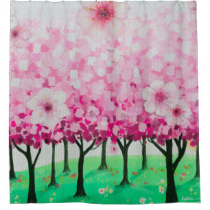 Impressionistische Kirschblüten Duschvorhang