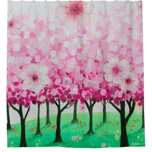 Impressionistische Kirschblüten Duschvorhang (Vorderseite)