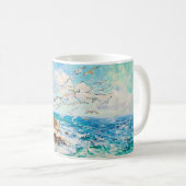 Impressionistische Klippenküste mit Möwe – Ocean A Kaffeetasse (VorderseiteRechts)