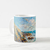 Impressionistische Klippenküste mit Möwe – Ocean A Kaffeetasse (Vorderseite Links)