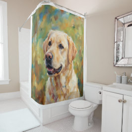 Impressionistische Kunst mit gelbem Labrador Retri Duschvorhang