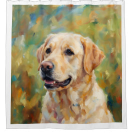 Impressionistische Kunst mit gelbem Labrador Retri Duschvorhang