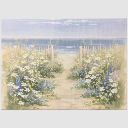Impressionistische Küstenblumen Decoupage Seidenpapier (Vorderseite)