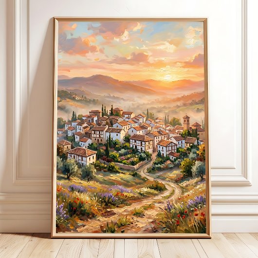 Impressionistische Landschaft bei Sonnenuntergang  Poster