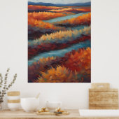 Impressionistische Landschaft in Herbstfarben Poster (Küche)