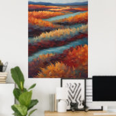 Impressionistische Landschaft in Herbstfarben Poster (Heimbüro)