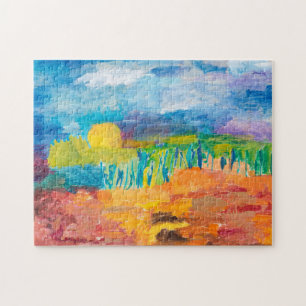 Impressionistische Landschaft mit Teich Puzzle