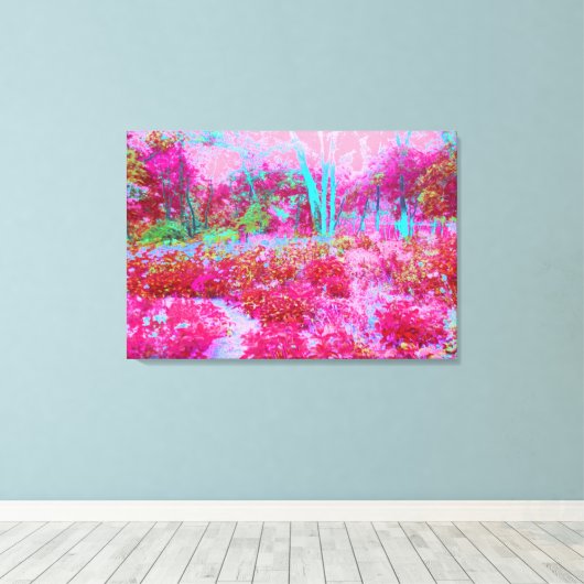 Impressionistische Landschaft Rot und Rosa Garten Leinwanddruck (Insitu (Holzboden))